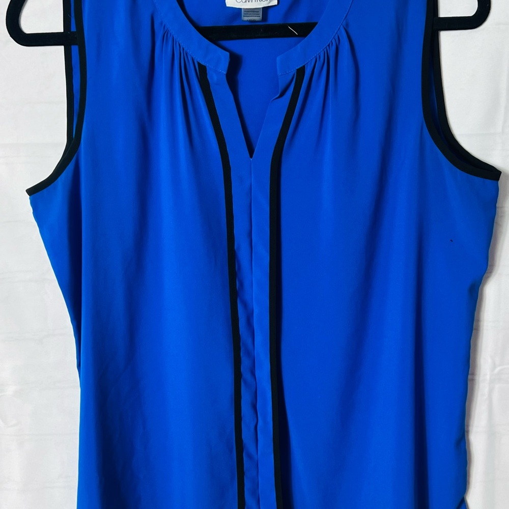 Calvin Klein Blue Mandarin Collar Blouse Size L